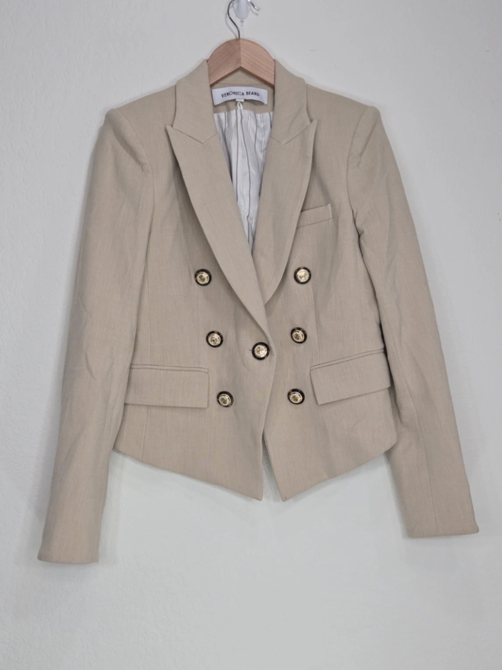 Veronica Beard Diego Dickey Blazer In Heathered Sand Size 8 Womens